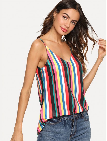 Colorful Striped Cami Top