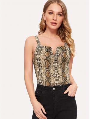 V-cut Front Snakeskin Fitted Top