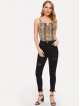 V-cut Front Snakeskin Fitted Top