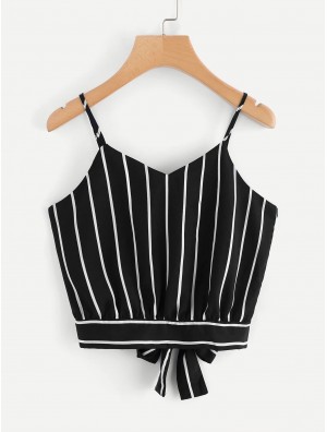 Knot Back Striped Cami Top