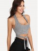 Tie Front Ribbed Halter Top