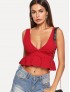 V Neckline Ruffle Hem Top