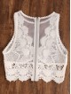 Scallop Lace Applique Exposed Zip Tulle Tank Top