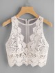 Scallop Lace Applique Exposed Zip Tulle Tank Top