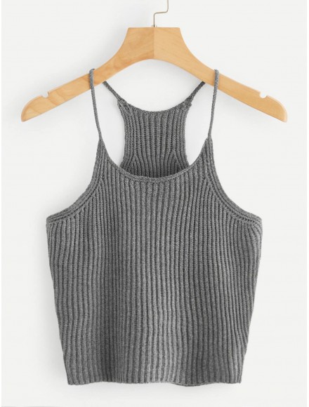 Racer Back Ribbed Knit Cami Top