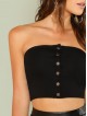 Snap Button Front Crop Bandeau Top