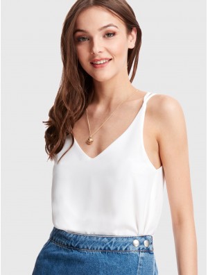 Double V Neck Strappy Top