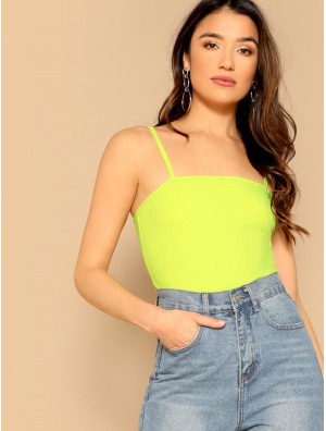 Rib-knit Neon Lime Cami Top