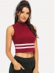 Crop Mock Neck Striped Tank Top