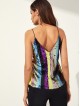 Metallic Sequin Dual V Neck Cami Top