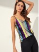 Metallic Sequin Dual V Neck Cami Top