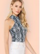 Mock Neck Snake Skin Top