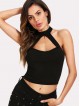 Open Front Halter Crop Top