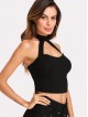 Open Front Halter Crop Top