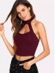 Open Front Halterneck Crop Top