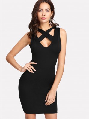 Caged Neck Bodycon Dress