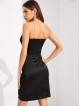 Ruched Surplice Wrap Dress With Chain Strap