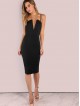 Plunging Bust Bandeau Bodycon Midi Dress