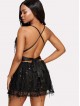 Sequin Contrast Backless Tie Back Slip Dress