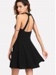 Mesh Yoke Open Back Skater Dress