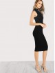 High Neck Rib Knit Sleeveless Bodycon Dress