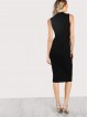 High Neck Rib Knit Sleeveless Bodycon Dress