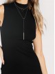 High Neck Rib Knit Sleeveless Bodycon Dress