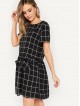 Pocket Patched Grid Dress