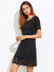 Scalloped Laser Cut Button Keyhole Back Dress