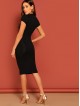 Mock-neck Solid Bodycon Dress