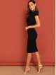 Mock-neck Solid Bodycon Dress