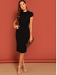 Mock-neck Solid Bodycon Dress