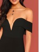 Plunging Neckline Bardot Bodycon Dress