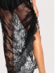 Buttoned Split Back Sheer Floral Lace Dress