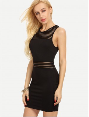 Mesh Insert Bodycon Tank Dress