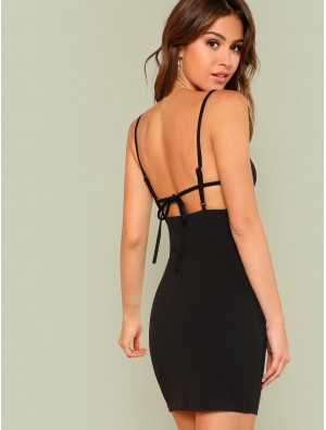 Knot Back Solid Cami Dress