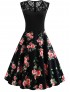 50s Contrast Lace Floral Print Dress