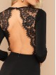 Lace Contrast Backless Dress