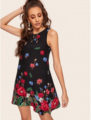 Botanical Print Tunic Dress