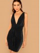 Crisscross Open Back Plunging Fitted Glitter Dress