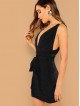 Crisscross Open Back Plunging Fitted Glitter Dress