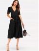 Single Breasted Roll Up Sleeve Dress