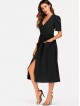 Single Breasted Roll Up Sleeve Dress