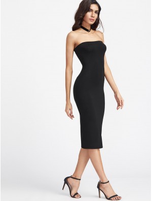 Bandeau Midi Bodycon Dress