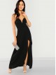 V Cut Tube Split Maxi Dress