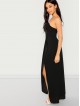 V Cut Tube Split Maxi Dress