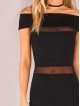 Off Shoulder Mesh Panel Bodycon Dress