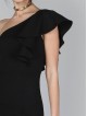 One Shoulder Slit Pep Hem Dress