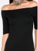 Black Off The Shoulder Half Sleeve Sheath Dress