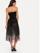 Fringe Hem Sheer Tube Dress